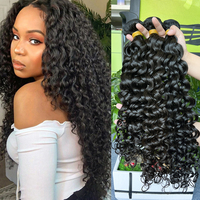 Extensions de cheveux humains brésiliens lisses non-Remy Lavish Beauty, ondulés, noir naturel, double trame, tissage machine
