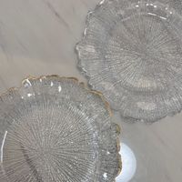 Assiettes de Présentation Personnalisables Tournesol 13 Pouces – Luxe pour Mariages, Dîners et Réceptions – Plateaux en Acrylique Transparent avec Bord Doré pour Hôtels