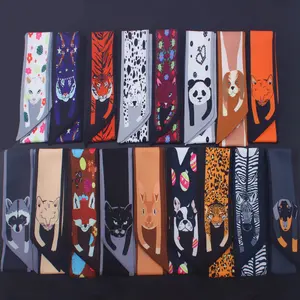 Primavera e l'estate di nuovo stile animale di stampa collo capo della decorazione delle Donne Wrap Fazzoletto Piccola Piazza Raso di seta delle signore della sciarpa - Product Image 1