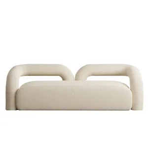 北欧轻奢华天鹅绒布艺沙发现代客厅弧形沙发设计师羊绒沙发椅