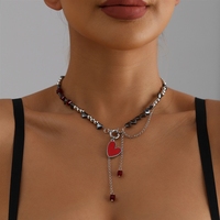 Bijoux à maillons en perles en forme de cœur rouge pour filles, bijoux Art Déco mignons et élégants pour femmes, accessoires pour adolescentes, vente en gros