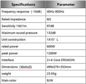 ลำโพงซับวูฟเฟอร์ OEM/ODM อเนกประสงค์ ความละเอียดสูง โครงสร้างไม้และโลหะ ขนาด 15 นิ้ว ความถี่ต่ำพิเศษ รุ่น SUB115 - Product Image 6