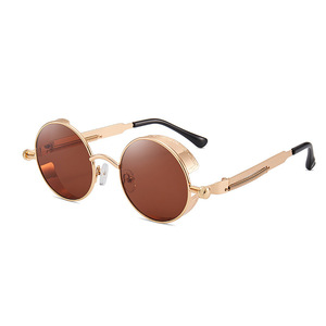 Lunettes de soleil rondes Leguan, monture dorée, protection UV400, unisexe, mode, utilisation en extérieur - Product Image 5