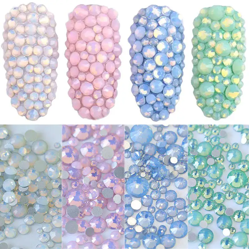 All'ingrosso elegante strass blu opale di colore Flatback Non caldo fisso per Nail Art