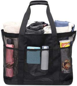 Stylish Durable Polyester Mesh Bag Custom Black/Blue/Pink/Yellow Insulated Lunch Cooler Beach Tote Eco-Friendly Zipper Design