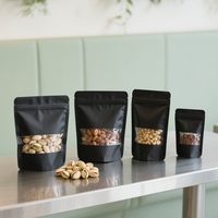 Sacs refermables en papier kraft noir recyclable Lebei pour aliments, emballage en papier kraft, sachets refermables avec fenêtre transparente