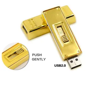 Gold Bullion USB Flash Drive untuk hadiah perbankan penyimpanan tahan lama dan aman