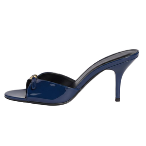 Mules à talons pour femmes en cuir verni avec boucle, à bride large, à enfiler, talon moyen, bout rond, vente en gros, OEM, personnalisables - Product Image 6