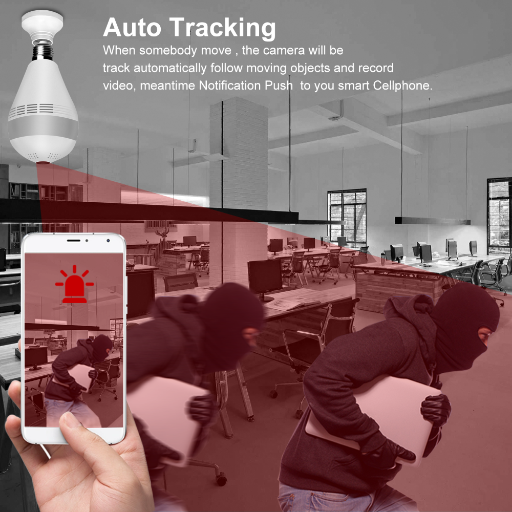 360 Degree Camera Bulb WiFi Panoramic VR Smart Fisheye Camera 1080P LED Light Night Vision Webcam Hidden IP Recorder Camcorder