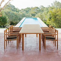 Ensemble de meubles de jardin en bois massif de qualité supérieure, table à manger élégante pour terrasse et jardin de luxe