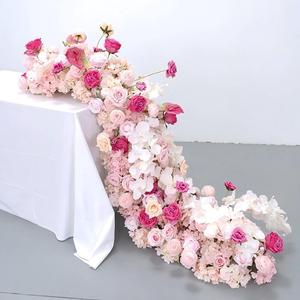 Arco de Boda Personalizado con Decoración Floral, Camino de Flores Rosado Artificial para Fondo de Boda - Product Image 1