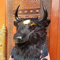 Masque de tête de vache fait main, réaliste, en fourrure, modèle animal creux et rigide pour Halloween, cosplay ou décoration murale