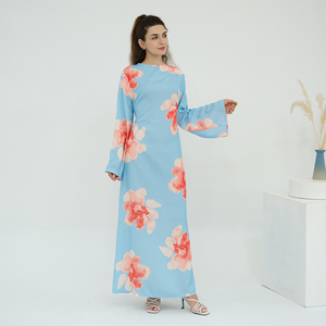 2025 nuova collezione abiti da donna <span class=keywords><strong>abbigliamento</strong></span> islamico stampato in poliestere <span class=keywords><strong>abbigliamento</strong></span> da donna chiuso Abaya Muslim Maxi abito - Product Image 5