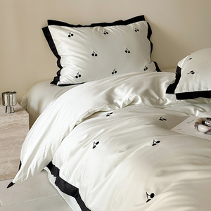 Cotton Summer <b>Bedding</b> <b>Set</b> Cherry Pattern Breathable Home Use Sheet Style - Product Image 1