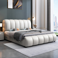 Meubles de chambre à coucher modernes de luxe de la Californie de grande taille Derniers modèles de lits doubles Lits rembourrés tiroirs de rangement en cuir