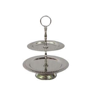 Soporte de pastel de lujo de Metal creativo Soporte de pastel de diseñador de 2 niveles para soporte de postre de fiesta Cantidad hecha a mano Precio al por mayor - Product Image 1
