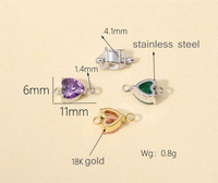Acier chirurgical Prong Setting CZ Heart Connectors Fade-proof DIY Findings for Necklace Bracelet Multi-layer Jewelry Craft Supply
