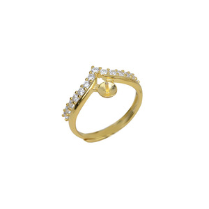 Wenchi S925 Silver Open <b>Ring</b> for Female <b>Adjustable</b> Finger <b>Size</b> 6-7 Pearl DIY Accessories Empty Holder 220 Model 16846 - Product Image 5