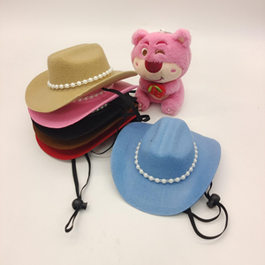 Sombreros de Vaquero de Imitación de Perlas de Lujo Sólidos al por Mayor D01 para Perros, Accesorios Decorativos Occidentales Ajustables - Product Image 5