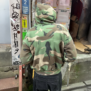 Sweat à capuche zippé camouflage surdimensionné et court, personnalisable avec logo, pour un look urbain, en tissu épais, avec impression intégrale, pour fabricants, livraison rapide - Product Image 2