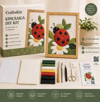 Peinture DIY Kinusaiga Homard Rouge sur Tissu, Kit de Bricolage Sans Couture pour Amateurs d'Artisanat, Décoration de Cuisine, Coffret Cadeau – Tous Matériaux Inclus