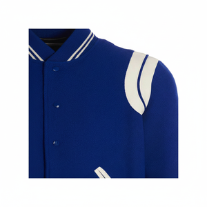 Veste de baseball varsity pour homme, coupe ajustée, col montant, broderie chenille, manches longues, couleur personnalisée OEM, style streetwear. - Product Image 1