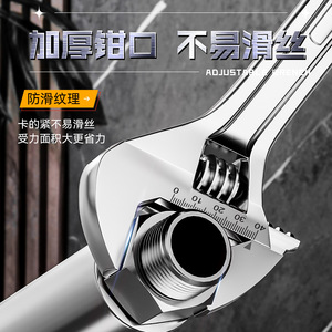 Adjustable Wrench 12 In Industrial Grade Chromium Vanadium Steel Serrated Jaw Forged Process Imperial Measurement - Product Image 4