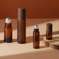 Botol Kaca Amber 1ml 2ml 3ml 5ml 10ml dengan Roller Ball untuk Parfum, Minyak Wangi, Kemasan Kosmetik, Botol Roll on Kosmetik Kosong Berlapis Embun