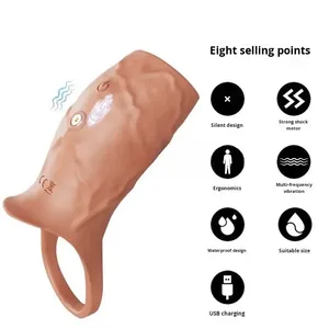 Paar-Vergrößerungs- und Verdickungs-Vibrationsring zur Verzögerung der Ejakulation USB-Penis-Massagegerät Flüssigsilikon-Vibrationsring - Product Image 3