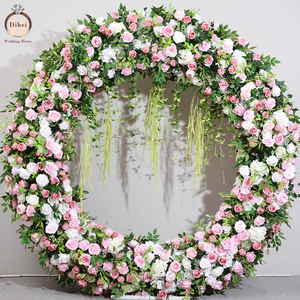 Conjunto de flores azul y blanco bebé aliento corazón 8 pies Rosa boda titular Hortensia flor arco para pampas arco entrada arco - Product Image 1