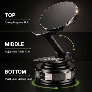 Soporte Magnético para Teléfono N52 con Rotación de 360 Grados °   Soporte Plegable de Aleación de Zinc para Tablero de Auto, Escritorio y Pared con Succión al Vacío, OEM, Personalizado, Venta al Por Mayor - Product Image 3