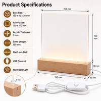 Base Lumineuse à Illusion 3D Rectangulaire en Bois de 5,9 Pouces pour Veilleuse, Support en Acrylique Transparent