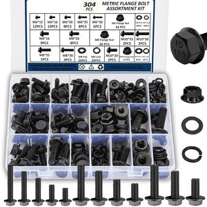 Metric Flange Bolt Assortment Kit M8 96Pcs Grade 10.9 Alloy Steel Black Hex Bolts Nuts Washers For Electric Vehicle Brakes - Product Image 2