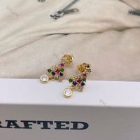 Pendientes de Plata de Ley S925 con Diamantes y Baño de Oro de 18k, Diseño de Árbol de Navidad, para Mujer, Marca Dylam