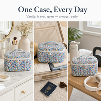 Pochette en coton matelassée avec motifs personnalisés Royal Fair, pochette à maquillage avec fermeture éclair, sac de rangement cosmétique portable à poignée souple pour les voyages