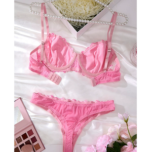 Nouvelle collection printemps : Ensemble de lingerie ultra-fine en dentelle brodée, doux et sexy, soutien-gorge et culotte string 2 pièces - Product Image 4