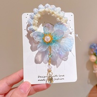 Chinesischer Stil Perlenbesetzter Blumen-Haarring Süße Mädchen Perlen-Quasten-Haargummi Antikes Design Elastisches Haarband Haarschmuck