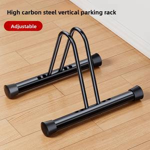 Porte-vélos portable en acier noir avec parking au sol et rangement des pneus pour la maison et les centres commerciaux - Product Image 3