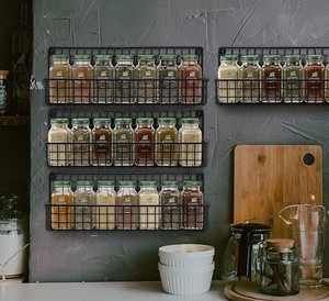 Amazon hot sale Spice Rack Organizer for Cabinet/Door Mount or Wall Mounted Chrome Tiered Hanging Shelf for Spice Jars