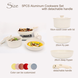 Hot-bán gốm nhôm nấu ăn nồi và chảo đặt không dính có thể tháo rời xử lý đồ nấu nướng - Product Image 2
