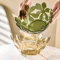 Licht luxe transparante eenvoudige fruit schaal bloemblaadjesvormig voor thuis, woonkamer, salontafel, gedroogd fruit, snacks, fruit.