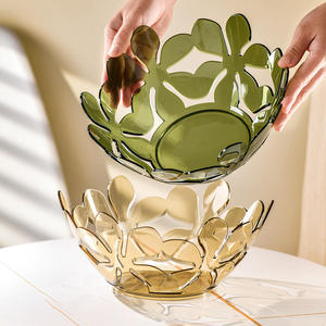 Plato de frutas transparente de lujo ligero y sencillo con diseño de pétalos para la sala de estar, mesa de té, frutas secas y aperitivos. - Product Image 3