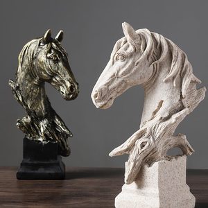 <span class=keywords><strong>Statua</strong></span> a forma di <span class=keywords><strong>testa</strong></span> di cavallo con ornamento artistico in resina per la decorazione del Desktop dell'home Office - Product Image 3