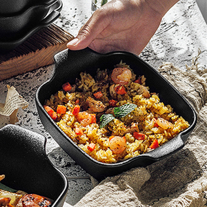 Plat de cuisson en grès, boulanger en céramique noir, nouveau design en fonte brute - Product Image 6