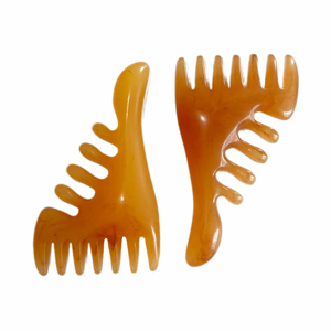 Peigne à dents larges en résine, brosse de massage du cuir chevelu Spa Guasha, outil de soin des cheveux - Product Image 2