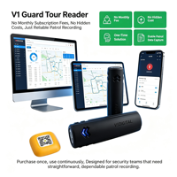 Système de patrouille V1 Guard Tour avec 5 balises de contrôle, lecteur RFID économique pour la sécurité multi-immeubles