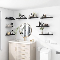 Étagères murales flottantes transfrontalières en bois massif, multi-usages, 1 niveau, pour salle de bain, salon, cuisine, chambre, rangement