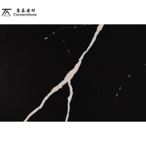 Nhân Tạo Calacatta Đen Thiết Kế Đá Lớn Tấm Với Giá Thấp Chất Lượng Cao Nhà Bếp Countertop 15Mm 18Mm 20Mm 30Mm - Product Image 2