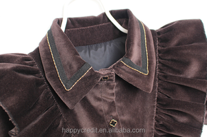 De vestido de princesa de manga corta de seda marrón vestido de <span class=keywords><strong>terciopelo</strong></span> camisa para las niñas - Product Image 3