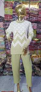 Women's Winter <b>Woolen</b> Cord Set Soft <b>Woolen</b> Geometric Pattern Stretchable Winter <b>Sweater</b> Pant Western Style Coord Long Hoodie - Product Image 3